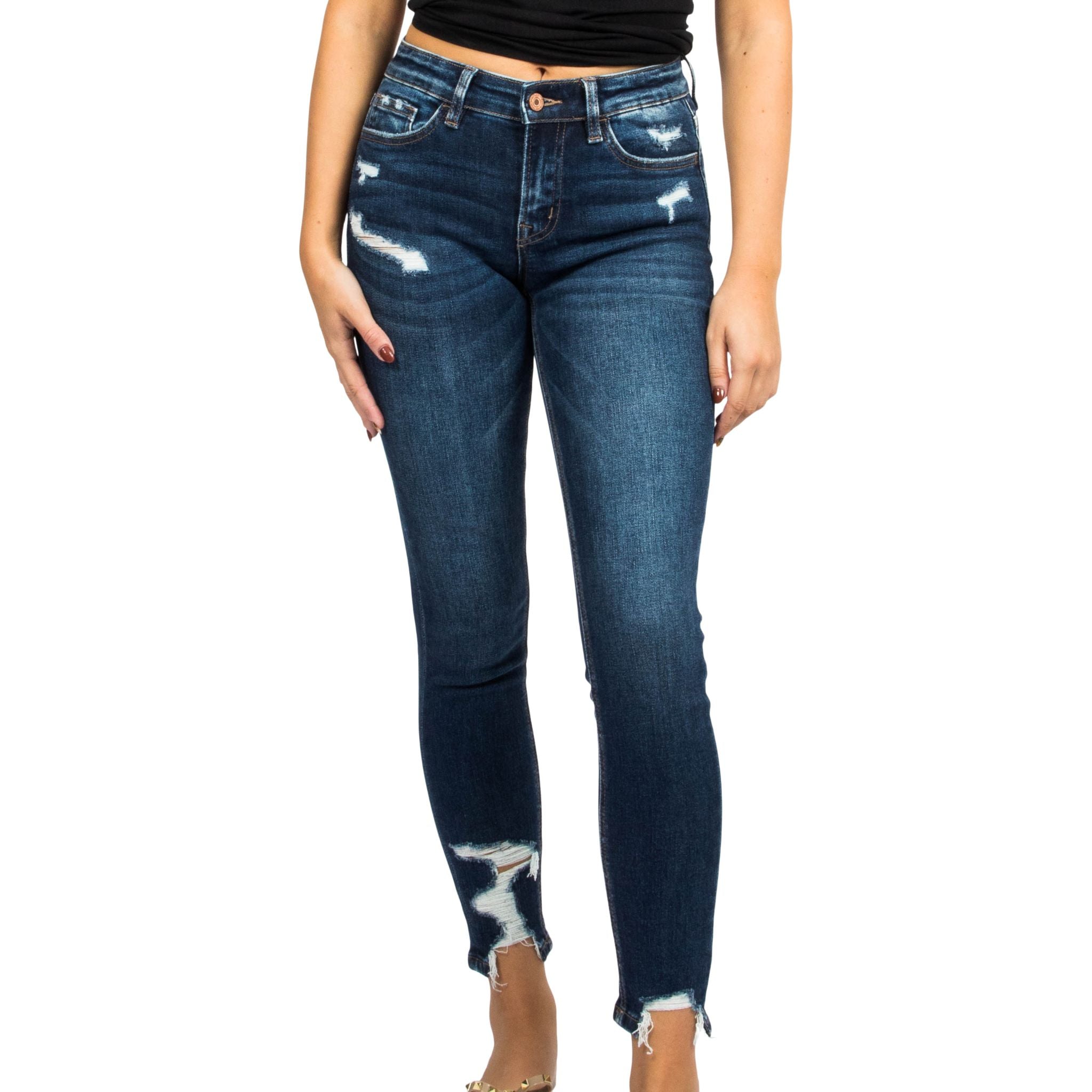 Mid Rise Distressed Cropped Skinny Jean - Denny's