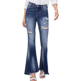 High Rise Distressed Flare Jean - Denny's