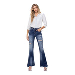High Rise Distressed Flare Jean - Denny's
