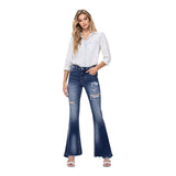 High Rise Distressed Flare Jean - Denny's