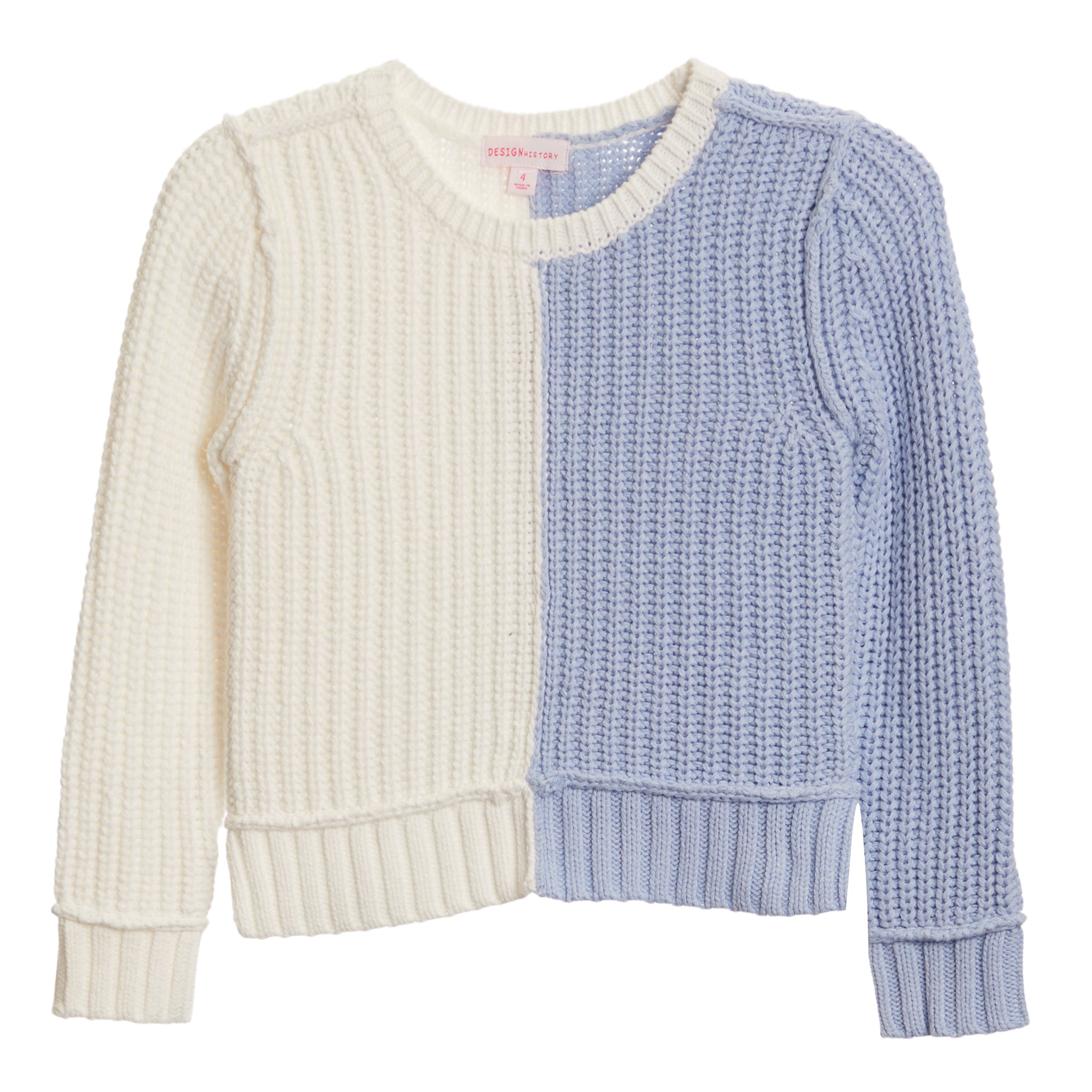 Blue & White Color Block Sweater - Denny's