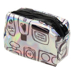 Small Silver Metallic Cosmetic Bag Beauty Print - Denny's