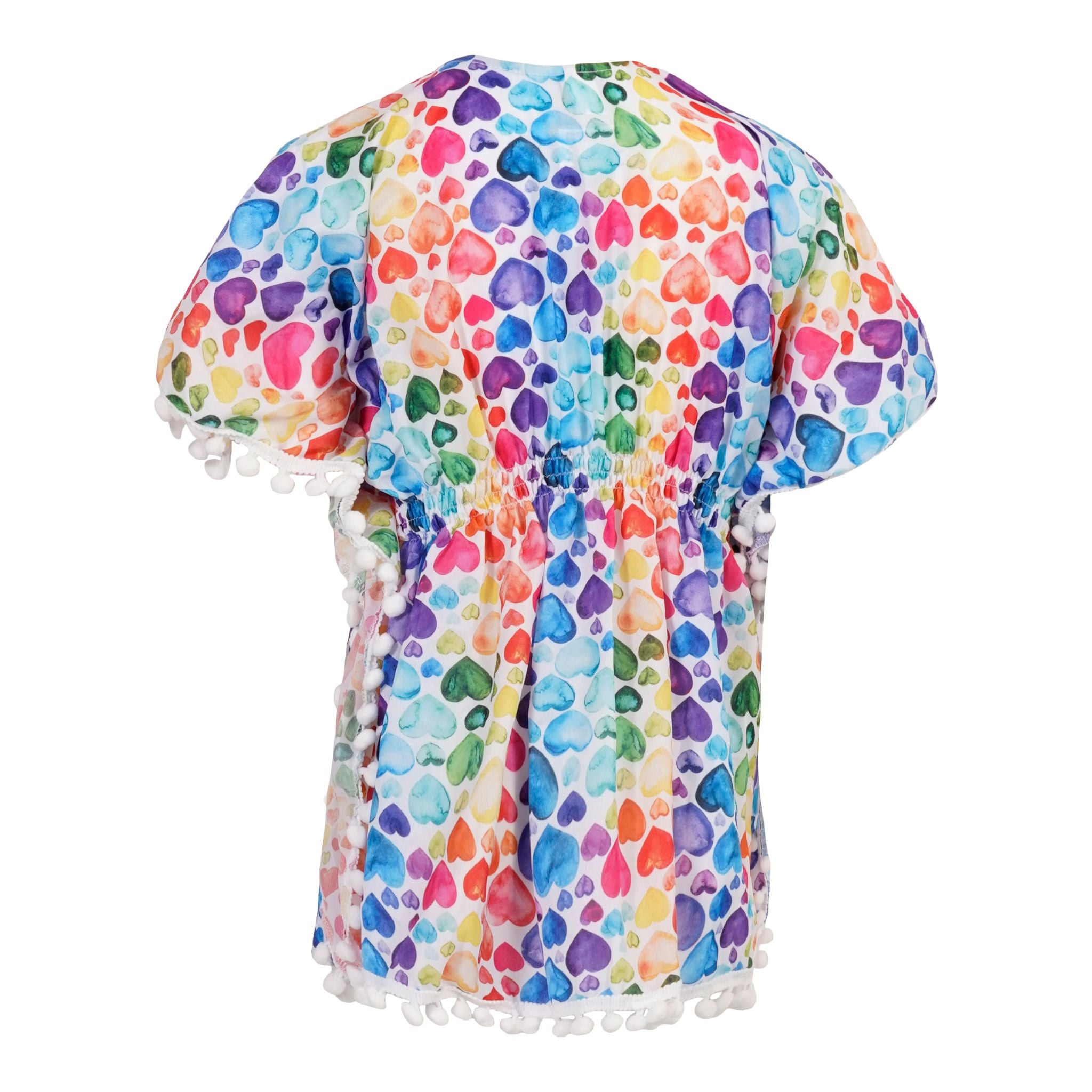 Wendy Rainbow Hearts Pom Pom Cover Up - Denny's