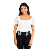 Short Sleeve Cinched Front Puff Sleeve Top - Denny's
