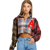 A Patch Crop Plaid Flannel - Denny's