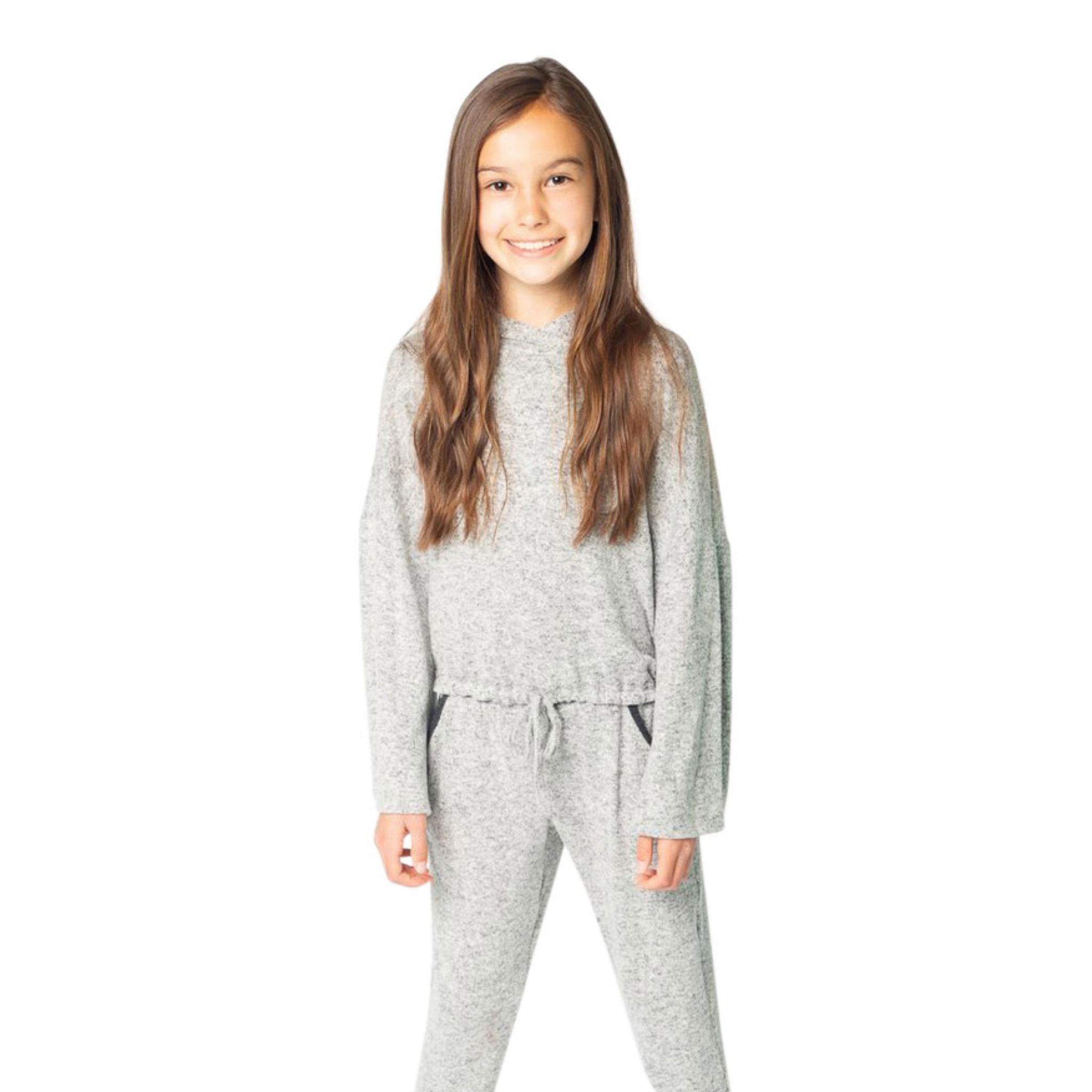 Long Sleeve Hacci Hoody with Drawstring Waist - Denny's