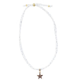 Enamel White Star Choker On Star Print - Denny's
