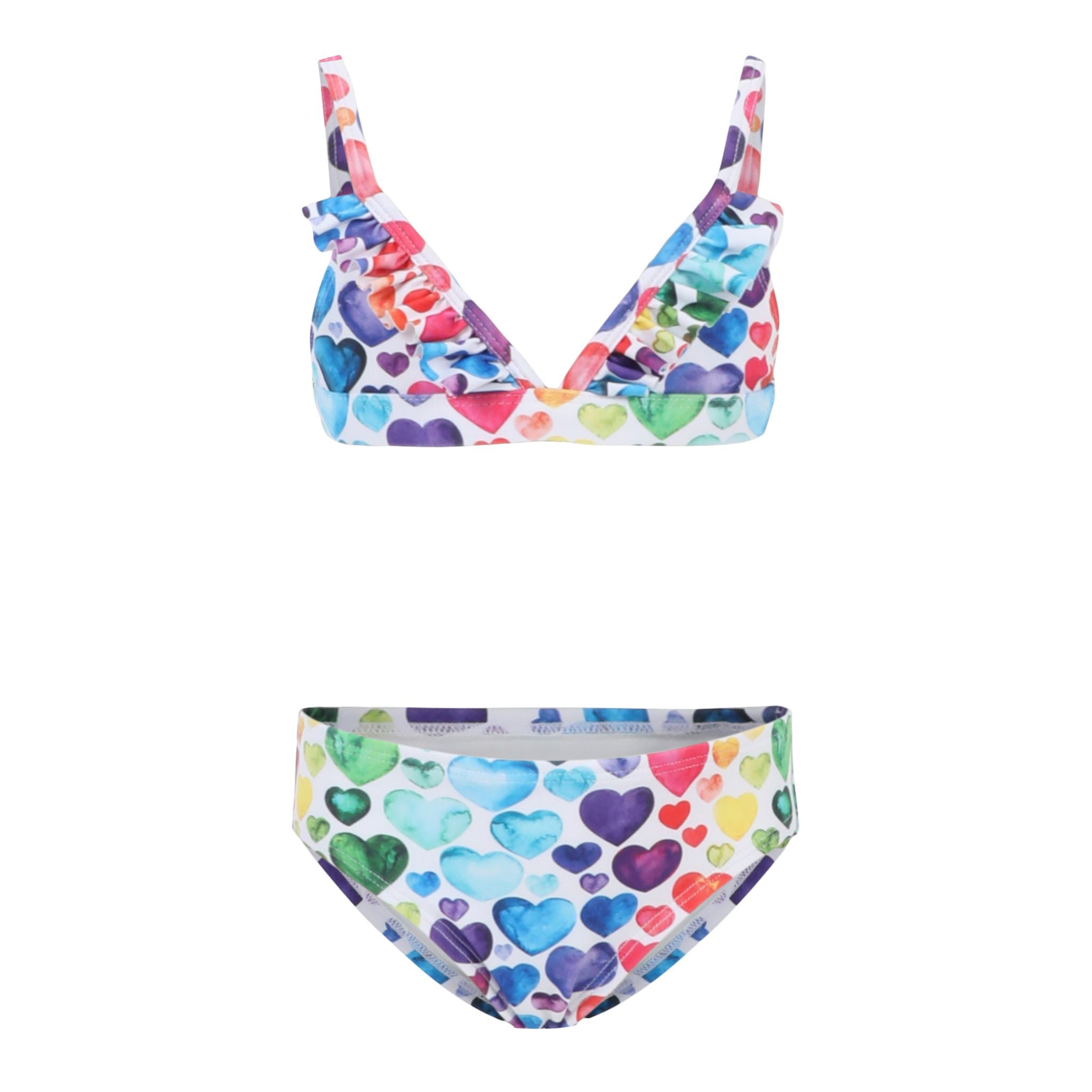 Zoe 2pc Rainbow Hearts Ruffle Bikini - Denny's
