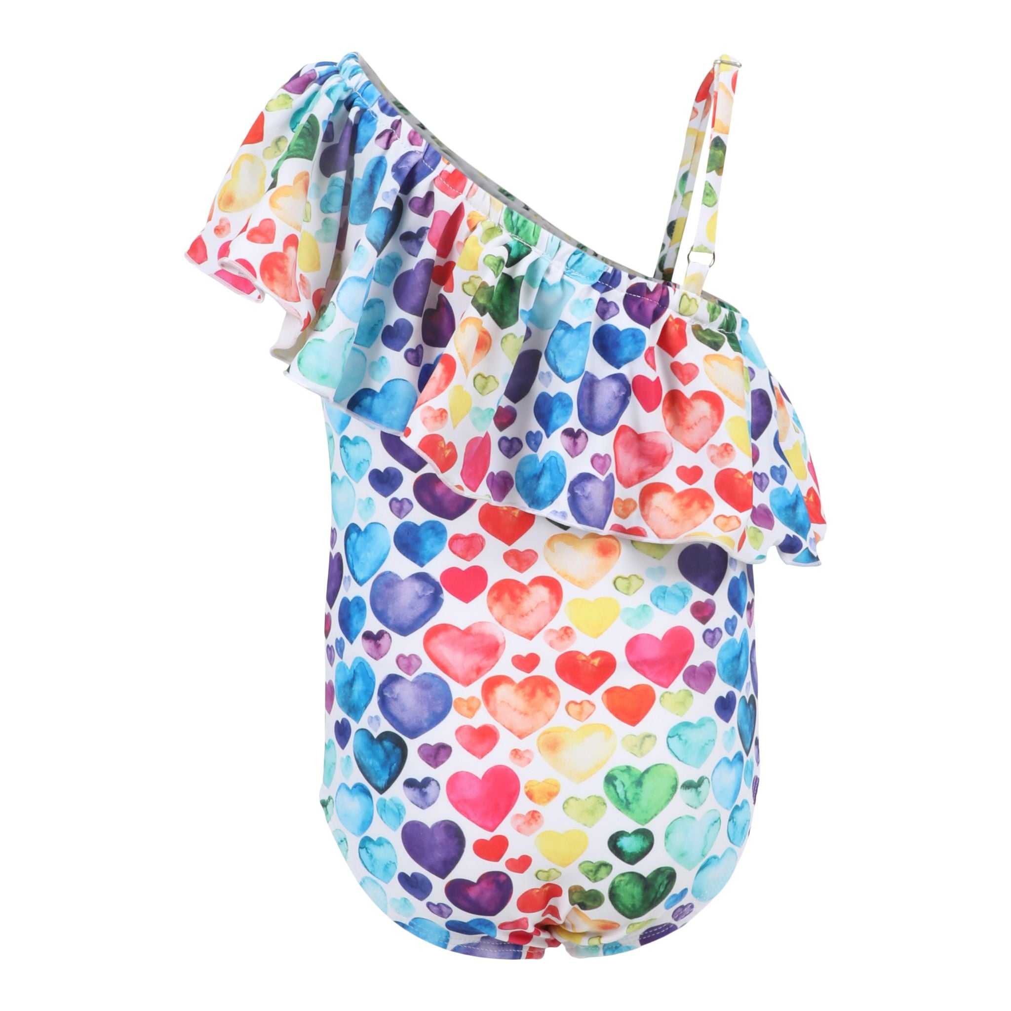 Lola 1pc One Shoulder Rainbow Hearts Bathing Suit - Denny's