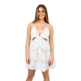 Crochet Trim Cut Out Ruffle Dress - Denny's