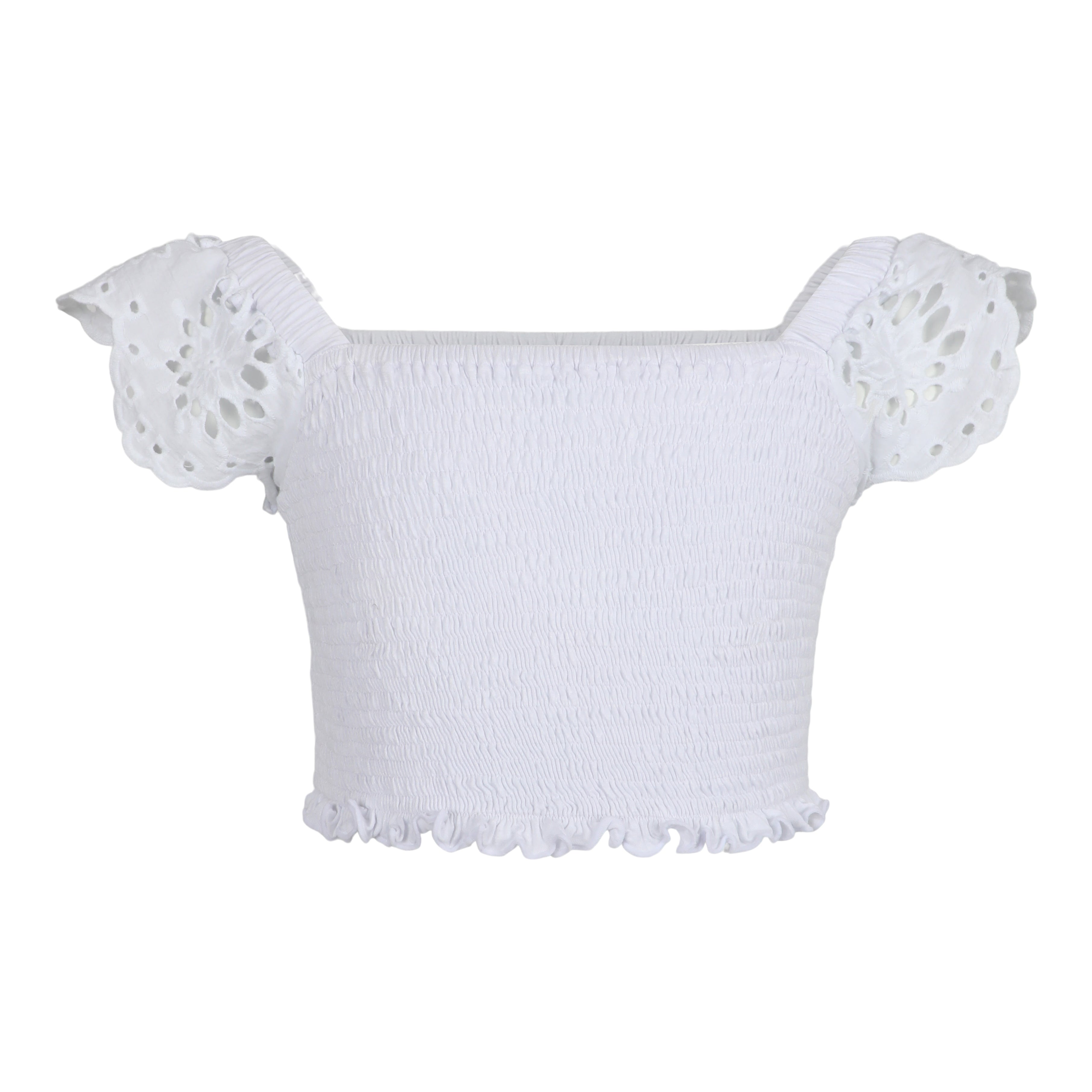 Eyelet Sleeves Smock Top - Denny's