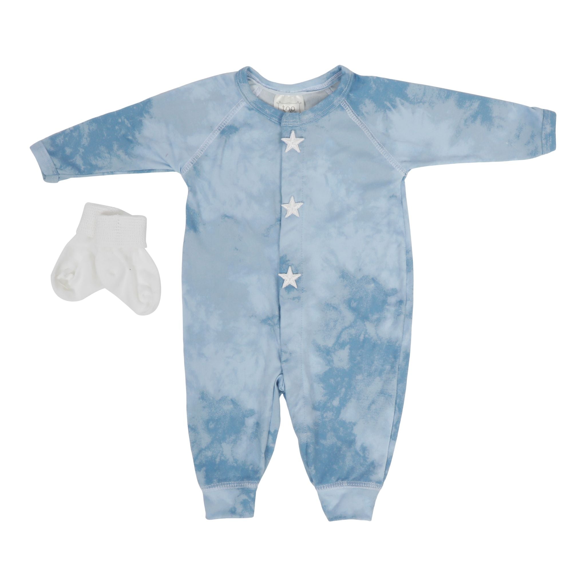Blue & Grey Tie Dye White Stars Union Suit - Denny's