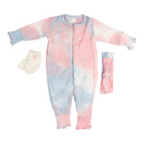 Pink & Blue Tie Dye 3pc Union Suit Set - Denny's