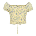 Puff Sleeve Floral Smocked Top - Denny's
