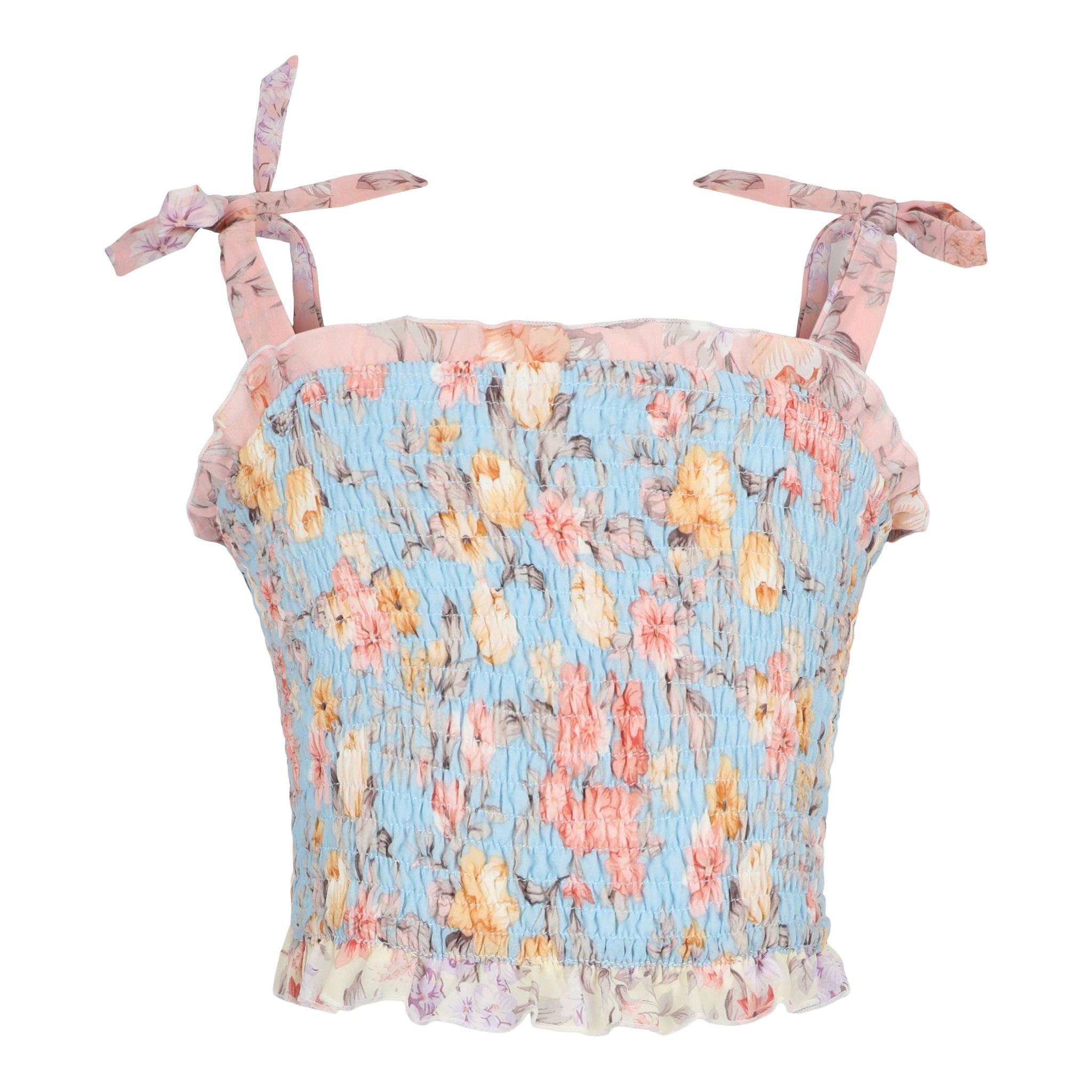 Tie Floral Smock Top - Denny's