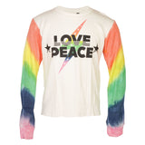 Tie Dye Sleeve Love Peace Crop Sweatshirt - Denny's