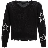 White Stars Distressed Sweater - Denny's
