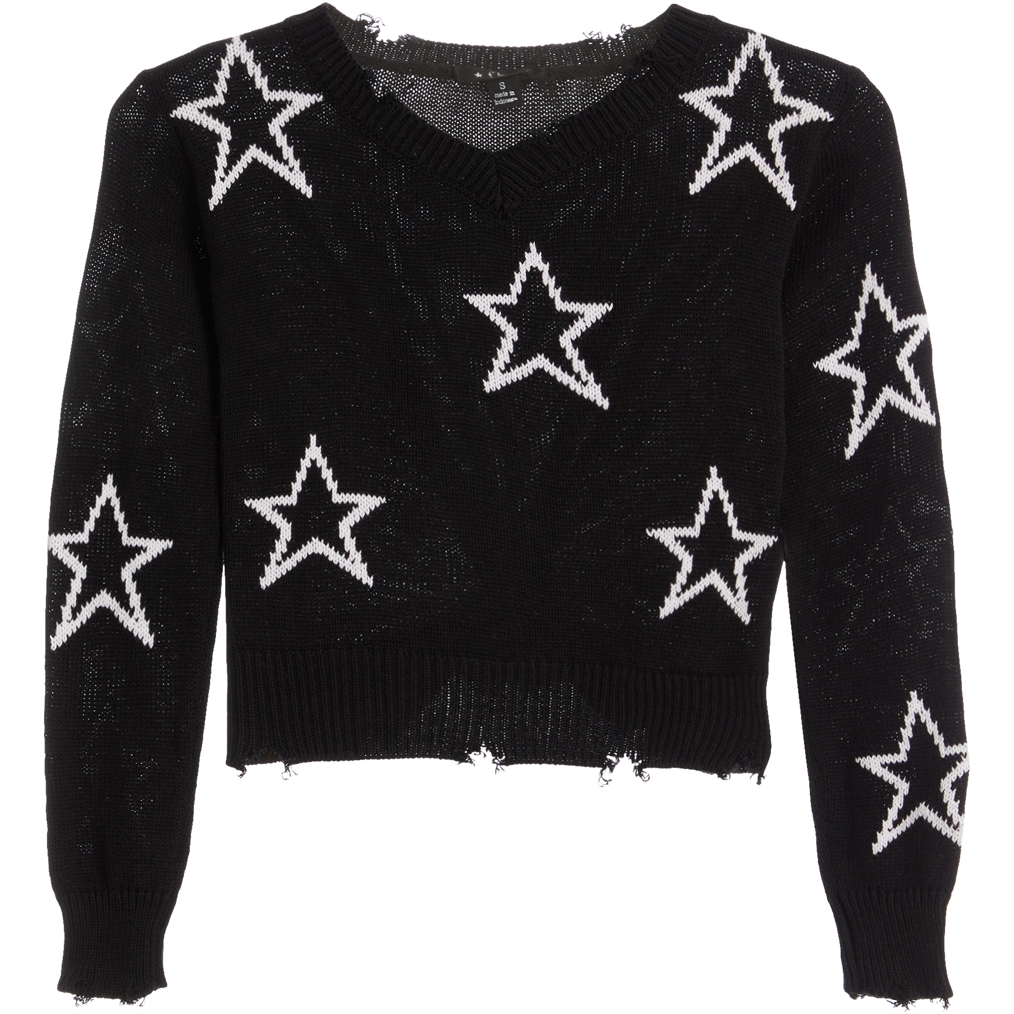 White Stars Distressed Sweater - Denny's