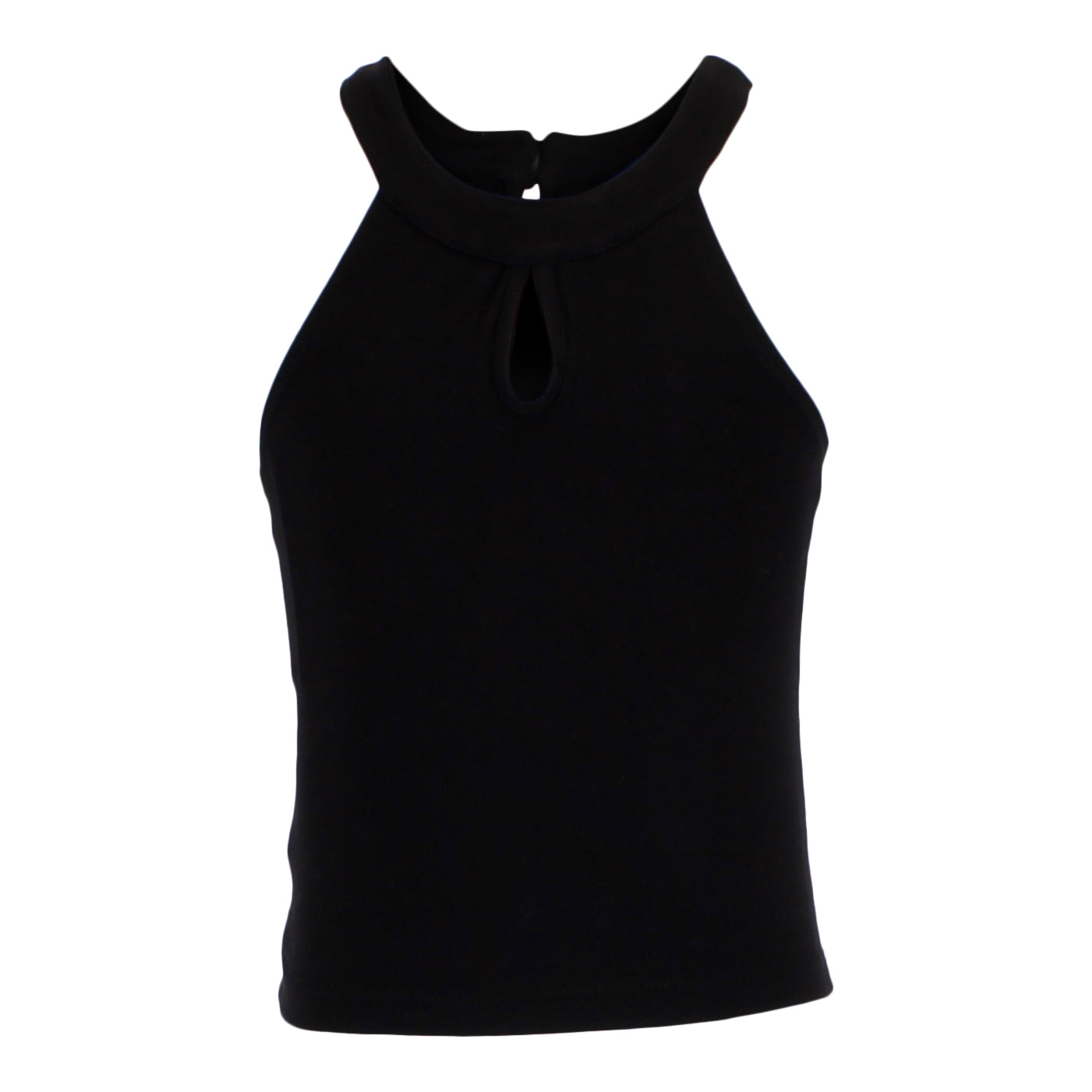 Black Solid Tank Top with Key Hole - Denny's