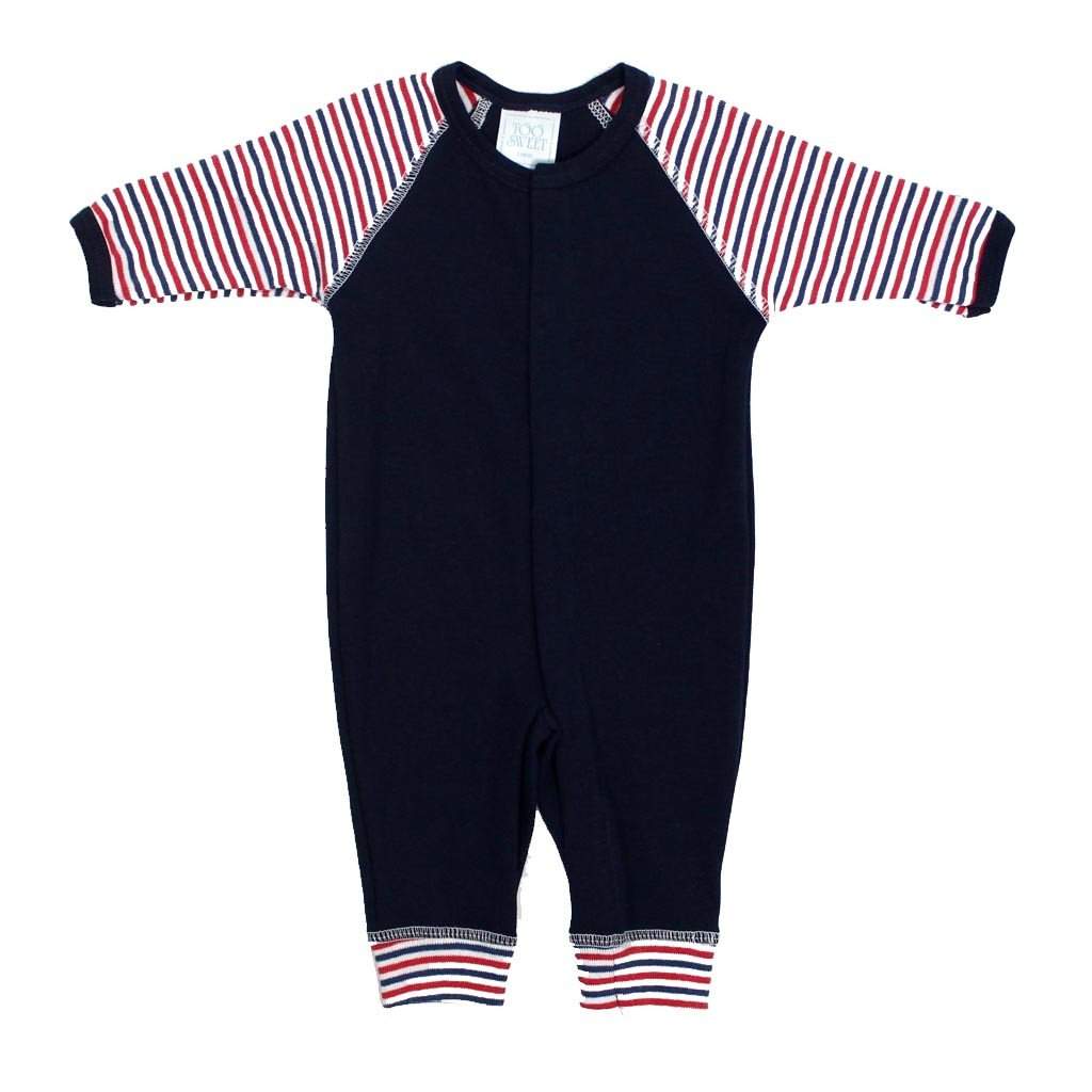 Union Suit Navy w Stripe Sleeve - Denny's