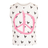 1 Piece Muscle Tank with Allover Skulls and Neon Pink Peace - Denny's