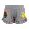 Ruffle Splatter Short w Peace Smiley Patches - Denny's