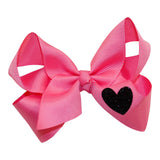 4 Inch Bow Clip with Glitter Heart - Denny's