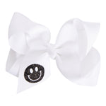 Black Smiley 4in White Bow - Denny's