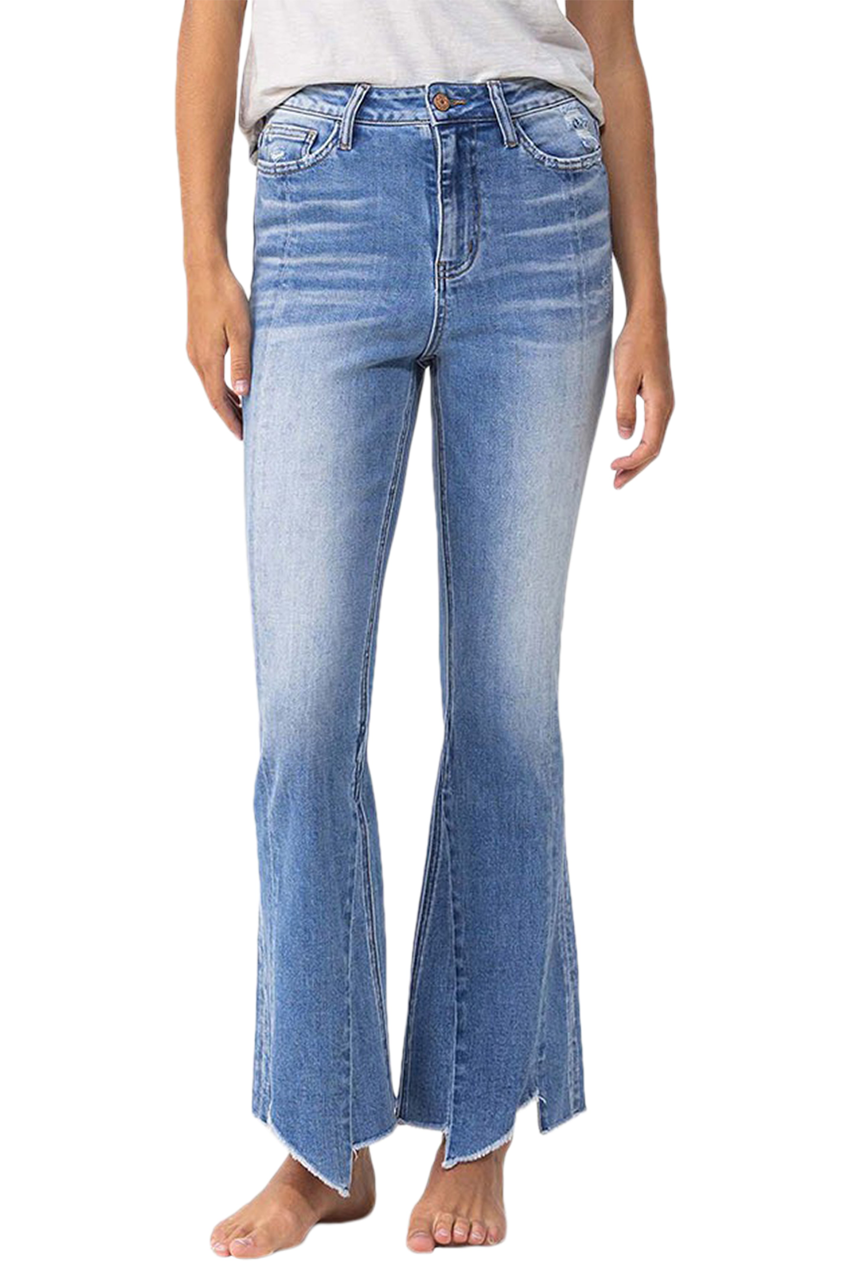 Super High Rise Uneven Cut Seam Flare - Denny's