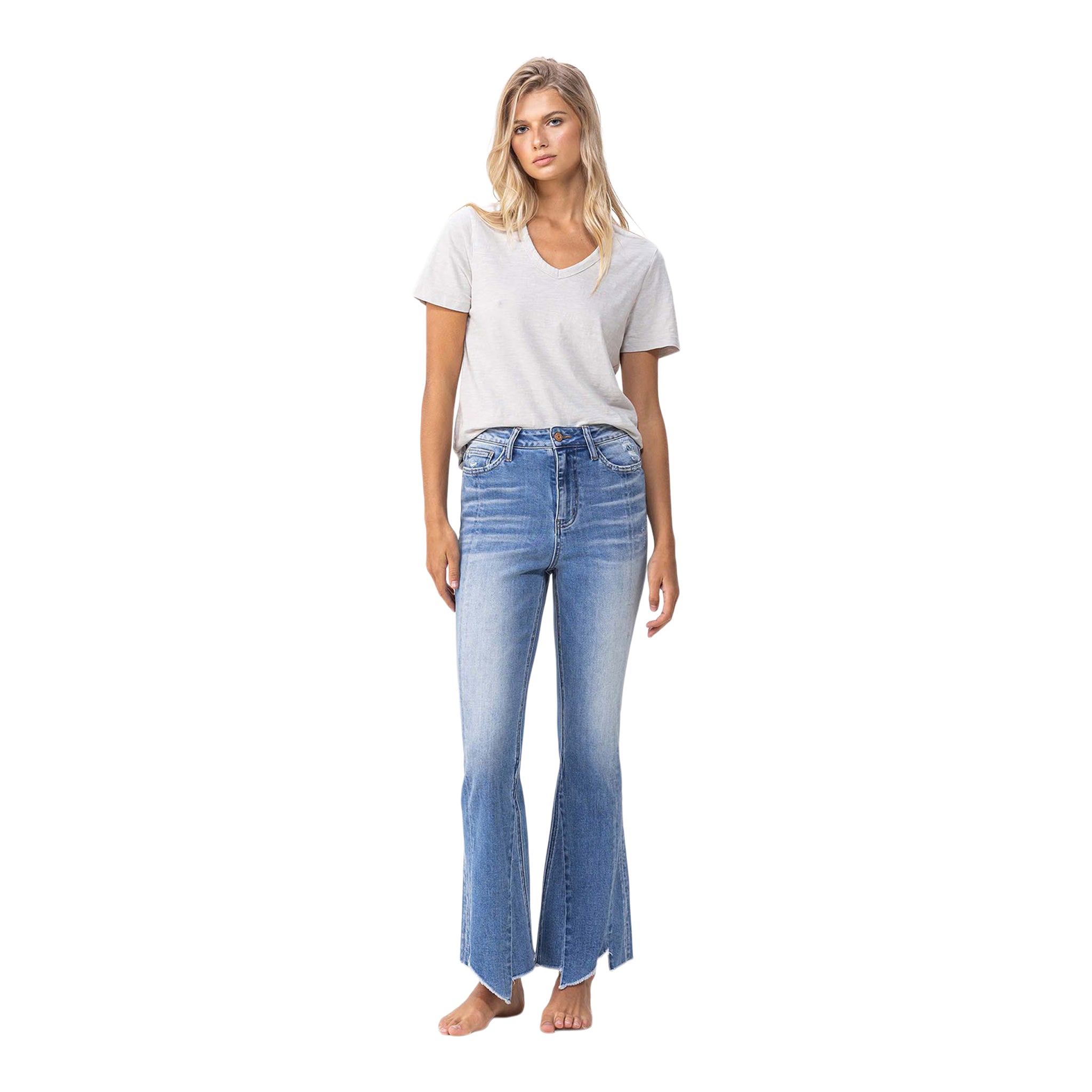 Super High Rise Uneven Cut Seam Flare - Denny's