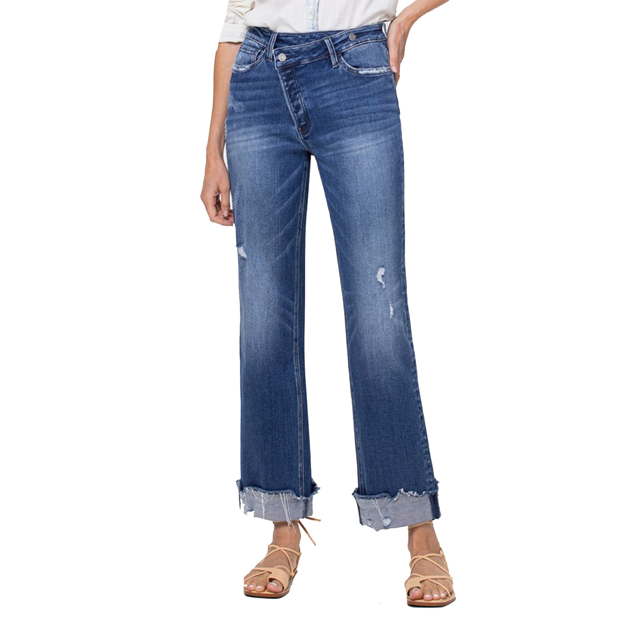 Criss Cross Cuff Boyfriend Jean - Denny's
