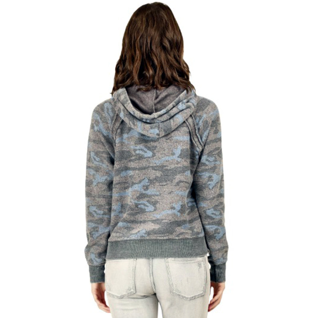 Grey Blue Camo Burnout Raglan Hoody - Denny's