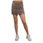 Check Front Slit Mini Skirt - Denny's
