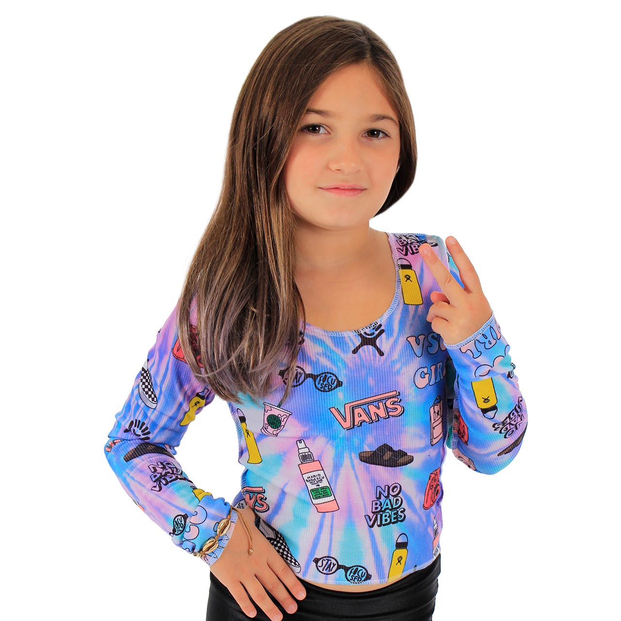 VSCO Girl Long Sleeve Ribbed Crew - Denny's