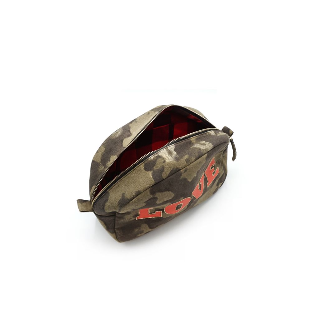 Large Camo Cosmetic Bag with Love - Denny's