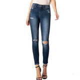 Mid RIse Distressed Ankle Skinny Jean - Denny's