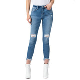 Mid Rise Distressed Hem Crop Skinny Jean - Denny's
