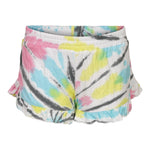 Turq, Grey & Pink Tie Dye Ruffle Short - Denny's