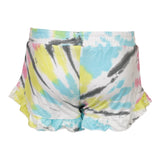 Turq, Grey & Pink Tie Dye Ruffle Short - Denny's