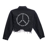 Peace Sign Cali Crop Denim Jacket - Denny's