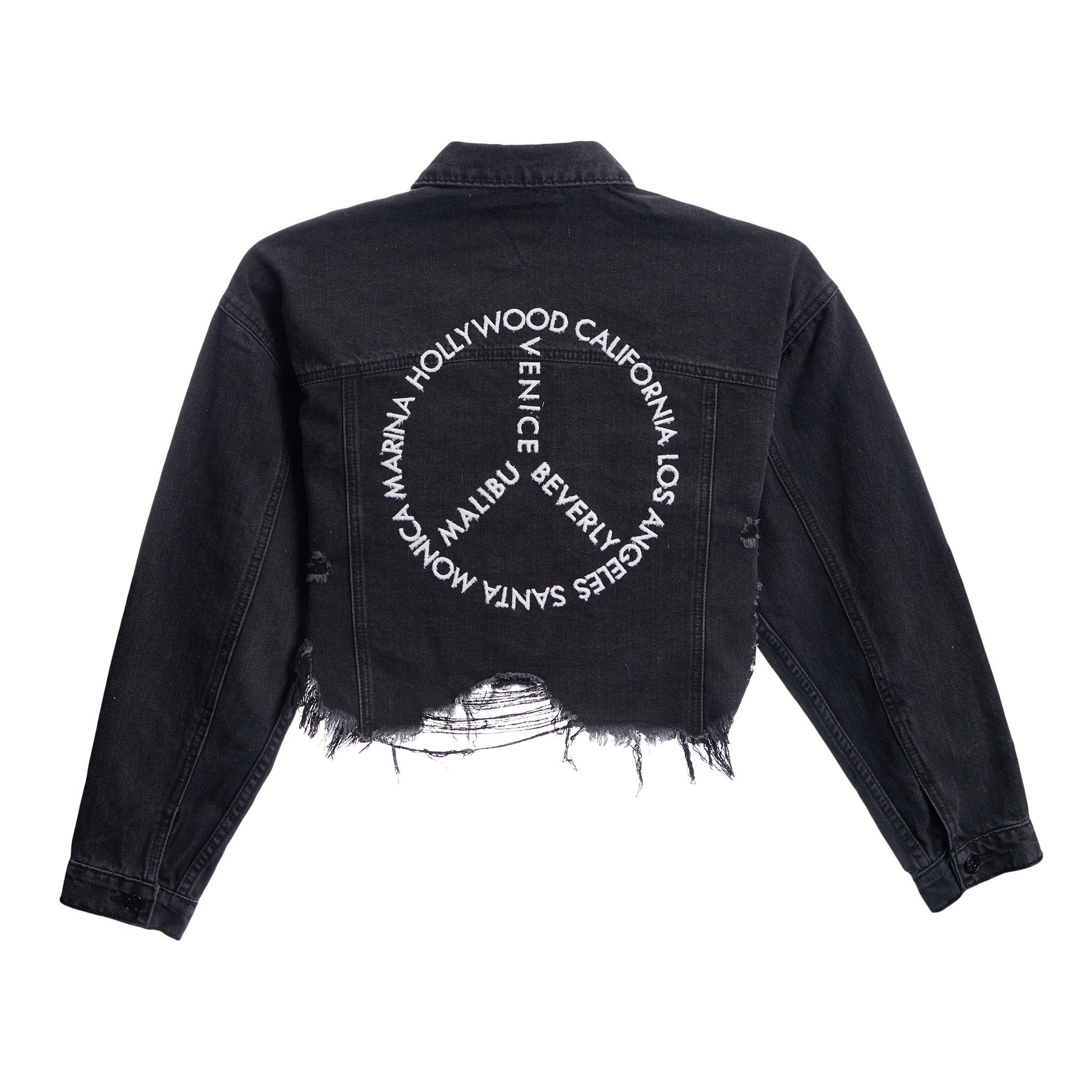 Peace Sign Cali Crop Denim Jacket - Denny's