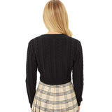 Cropped Cableknit Vneck Sweater - Denny's