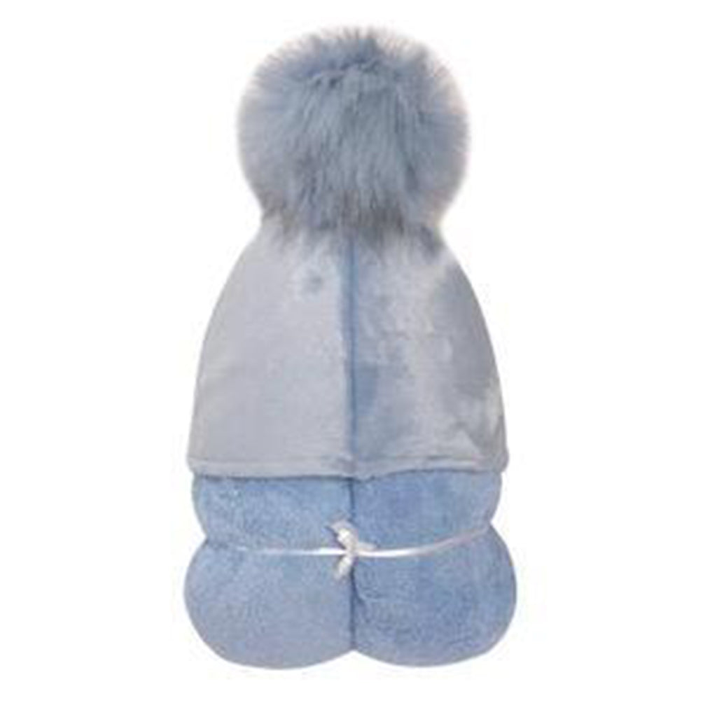 Blue Hooded Towel with Pom Pom - Denny's