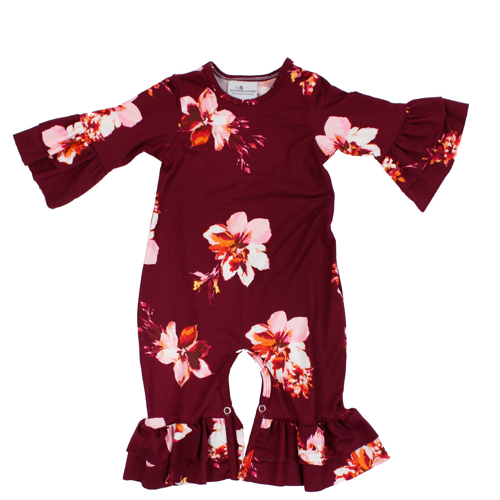 Wine Floral Romper - Denny's