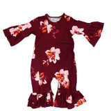 Wine Floral Romper - Denny's
