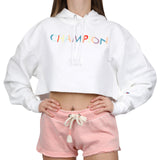 Crop Reverse Weave Color Block Hoodie - Denny's