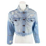 Crope Destroyed Denim Jacket - Denny's