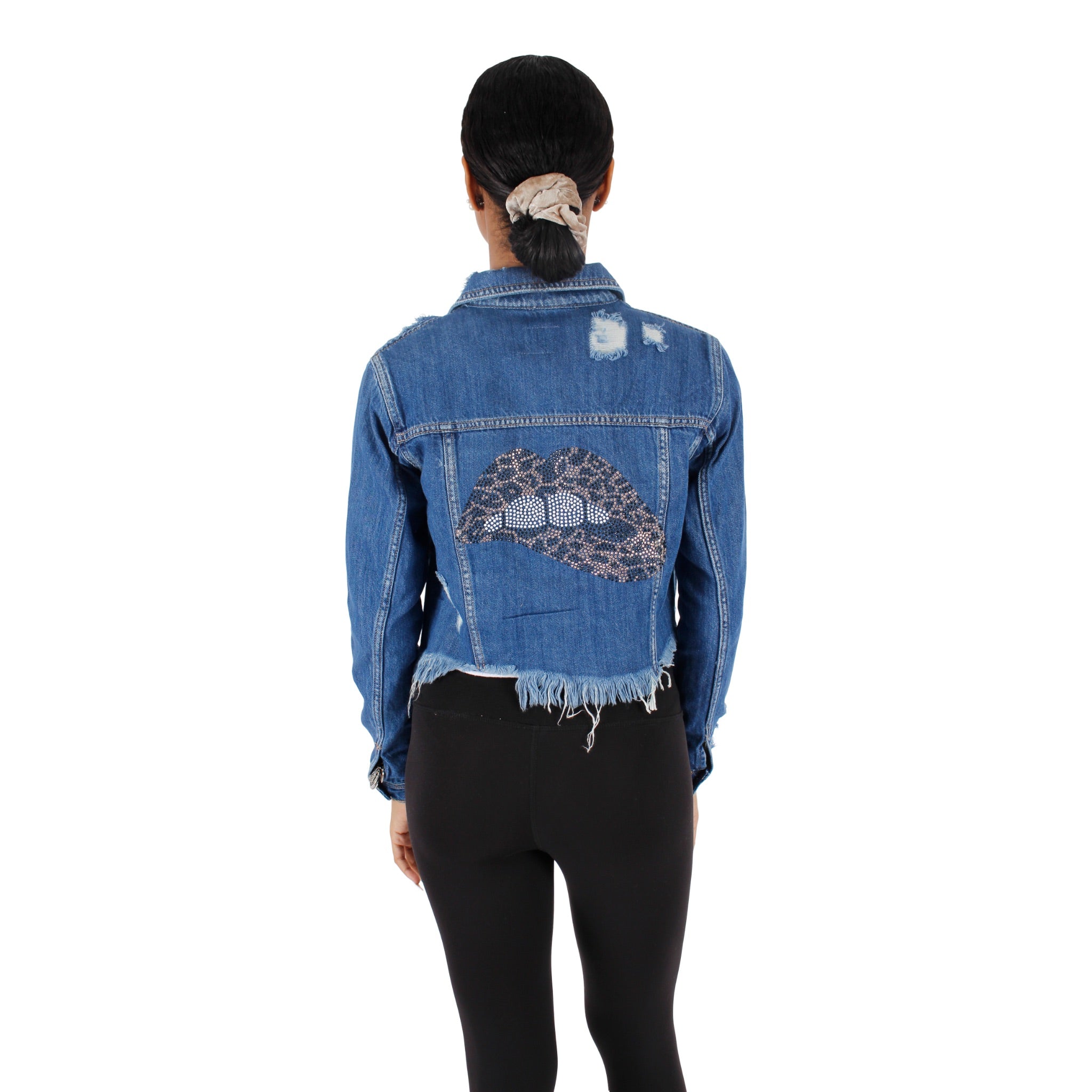 Denim Jacket with Leopard Lip - Denny's