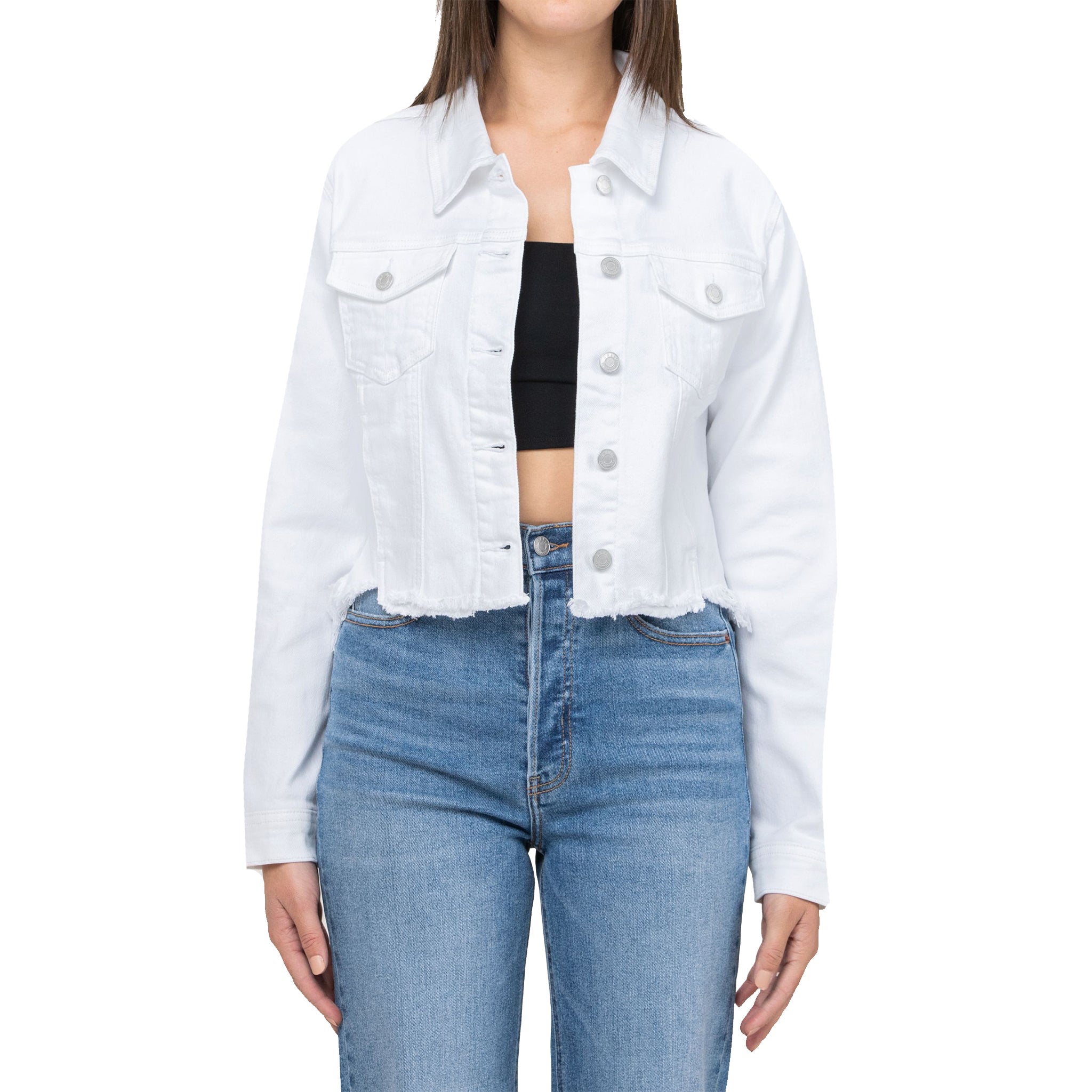 Uneven Hem Fitted Denim Jacket - Denny's