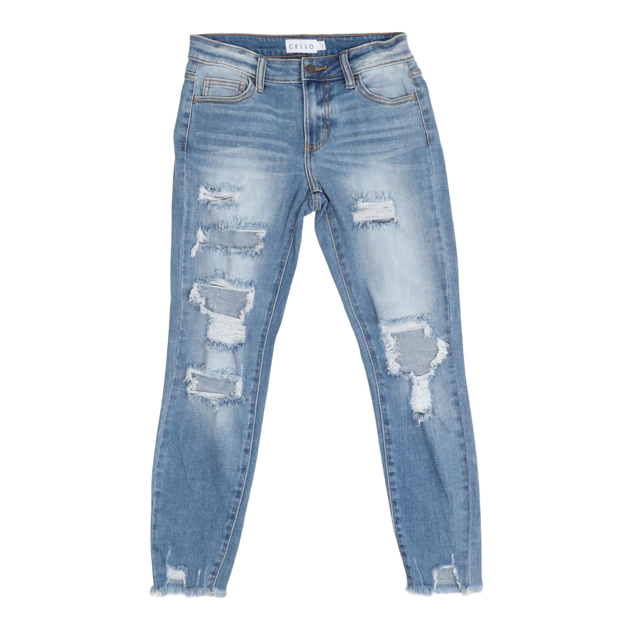MR Ripped Frayed Hem Crop Skinny - Denny's
